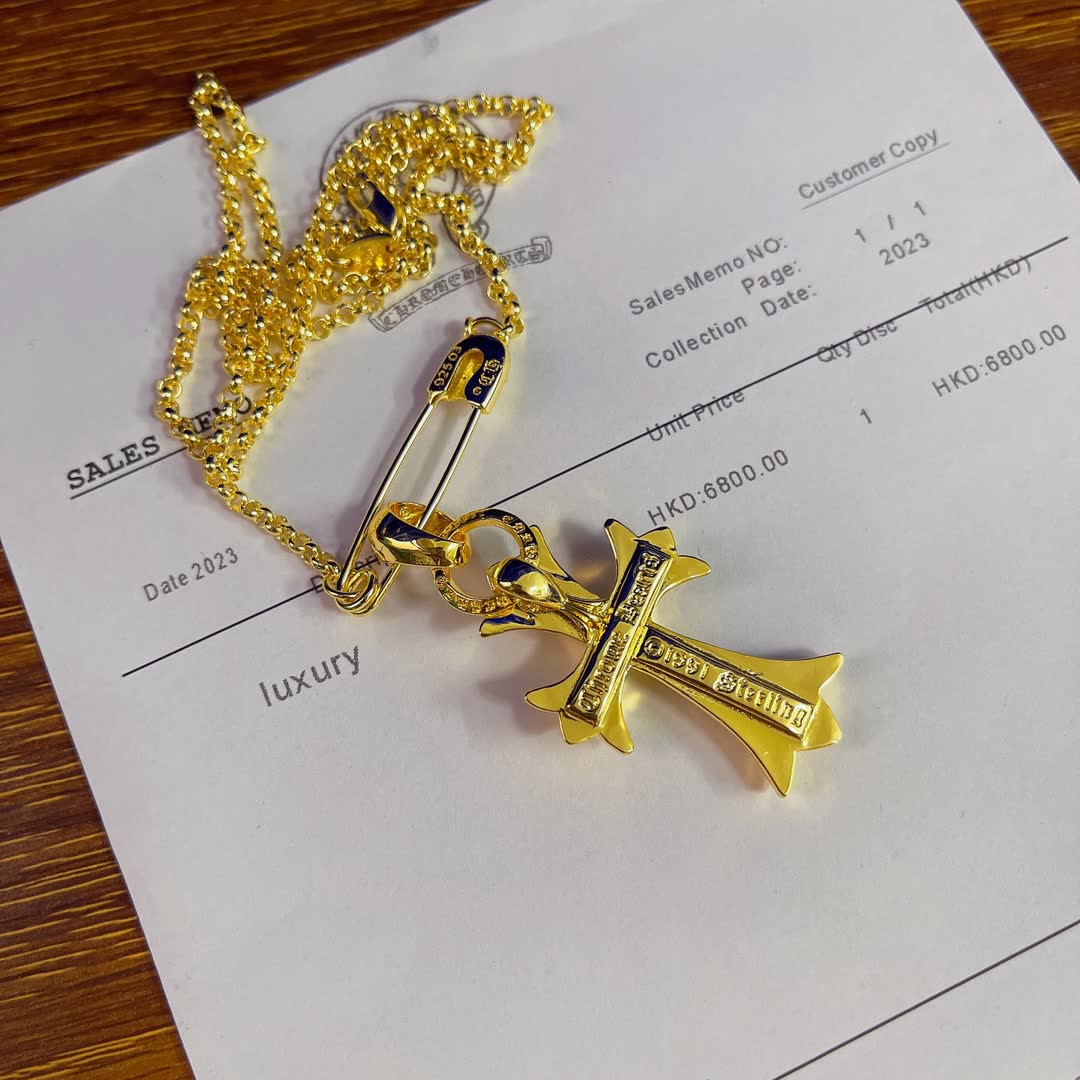 Chrome Hearts Gold Cross Pendant Necklace